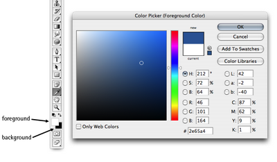 Selecting foreground and background colors using the Color Picker