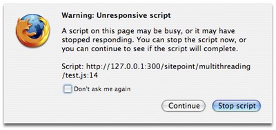 Firefox's “unresponsive script” warning dialog