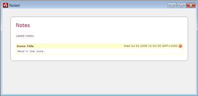 Figure 7. The first iteration of our Note Storage application