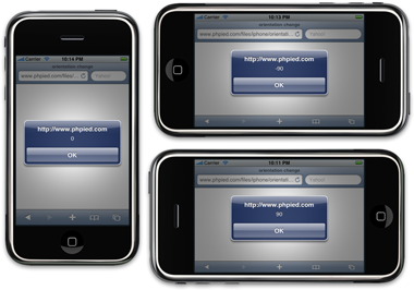 An iPhone in three orientations