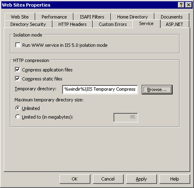 Figure 15.4. Configuring HTTP compression in IIS 6