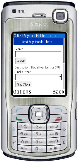 Figure 4. m.bestbuy.com has only two functions: Product Search and Store Finder
