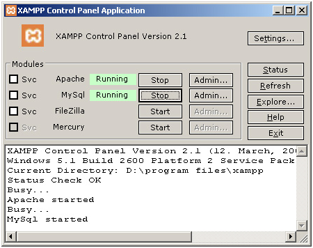 Figure 3: The XAMPP Control Panel
