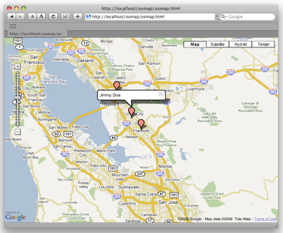 Our completed OpenSocial mapping application