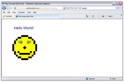 Figure 1.5. Internet Explorer 8 rendering the Acid2 test correctly