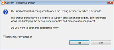 Debug perspective switch