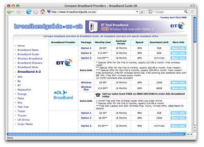 Figure 4. The broadbandguide.co.uk landing page