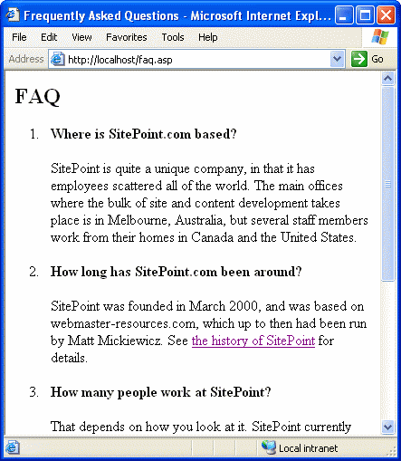 The Completed FAQ Page
